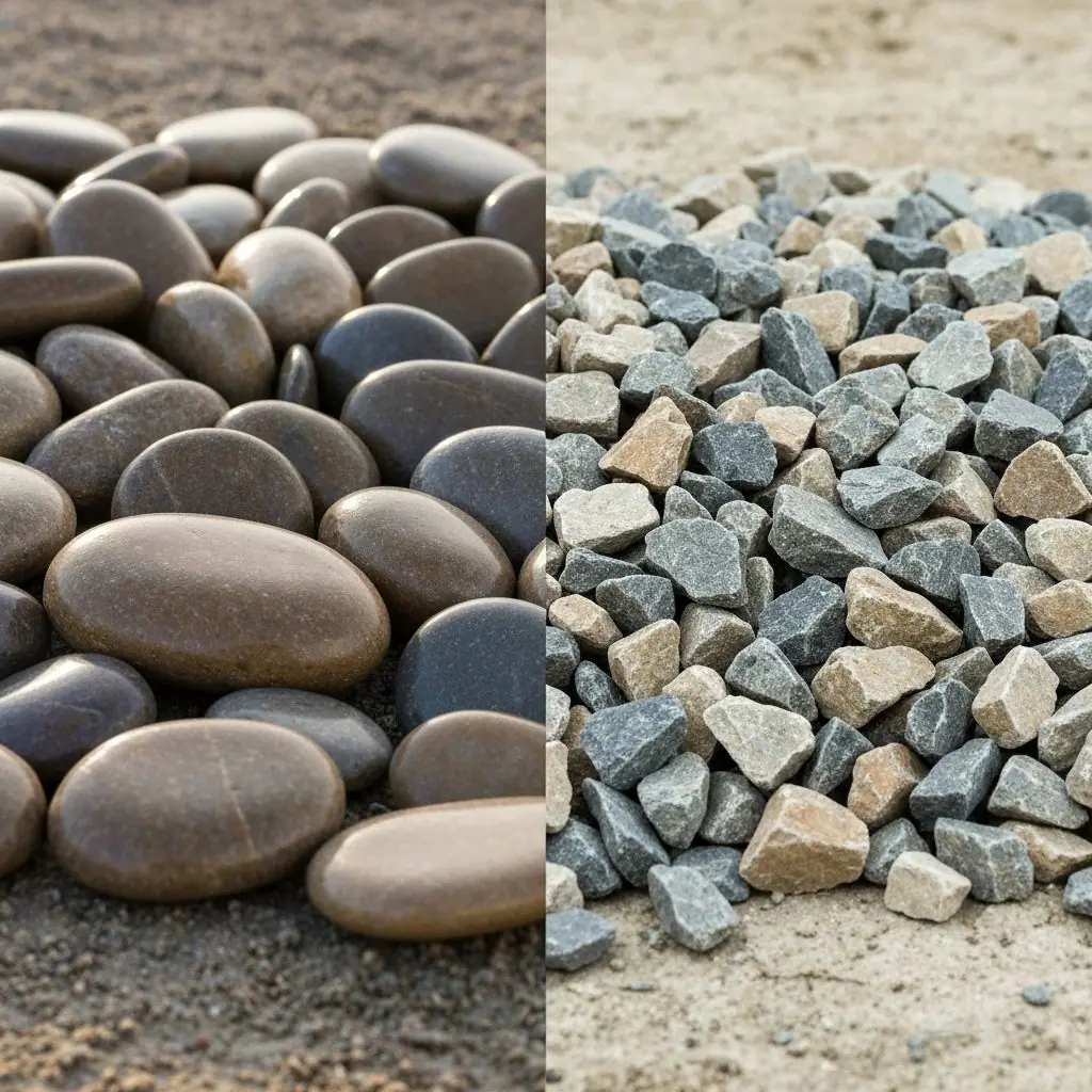River rock and gravel side by side comparison for landscaping decisions